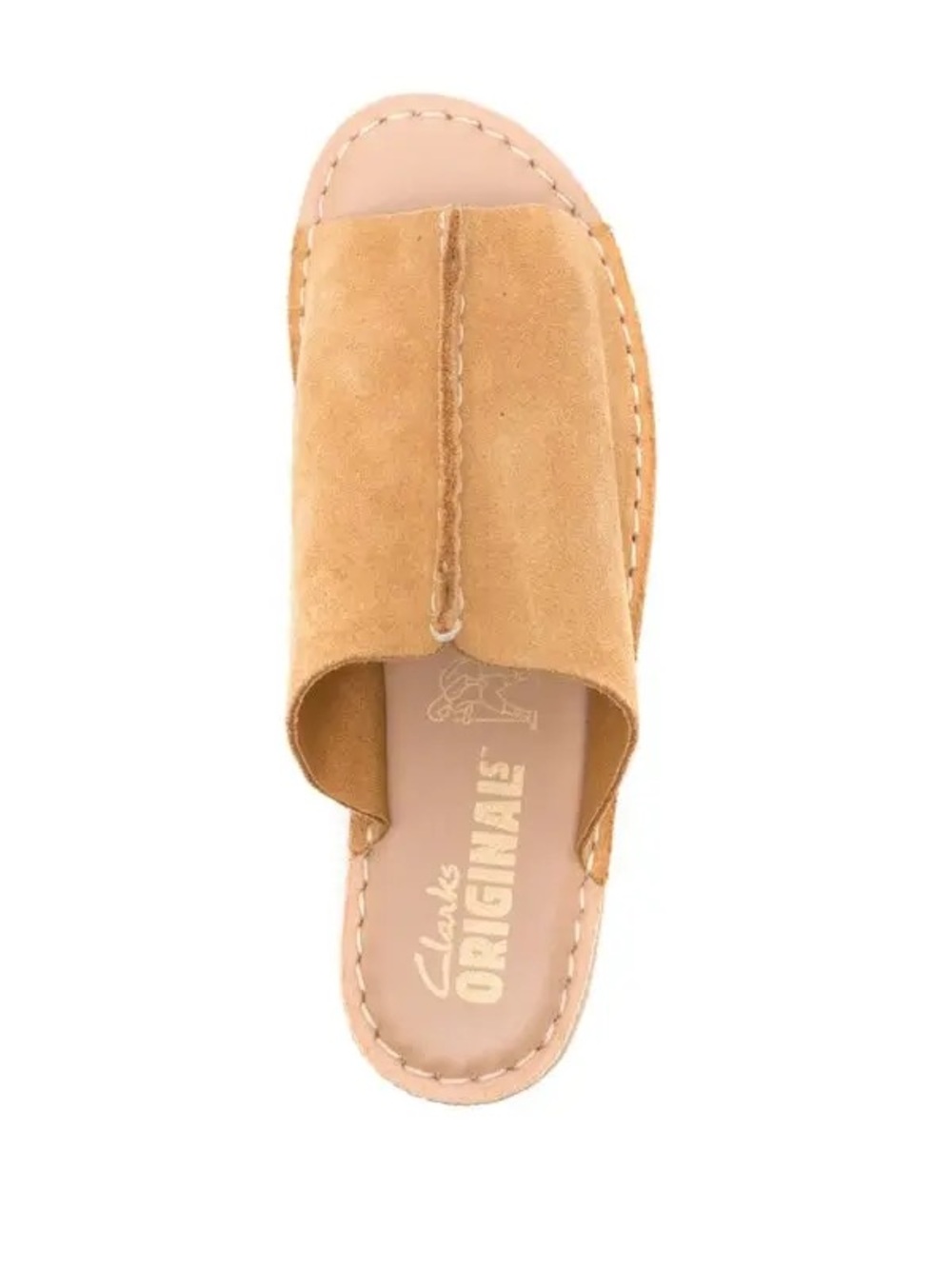 Clarks Originals suede wedge slides with a platform sole size 10